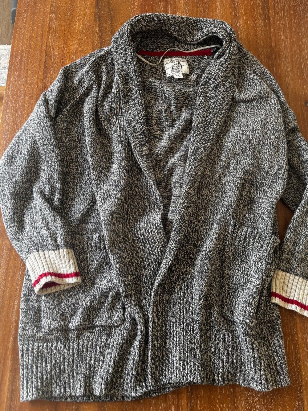 Roots Cabin Collection Salt & Pepper Open-Front Cardigan-Size S